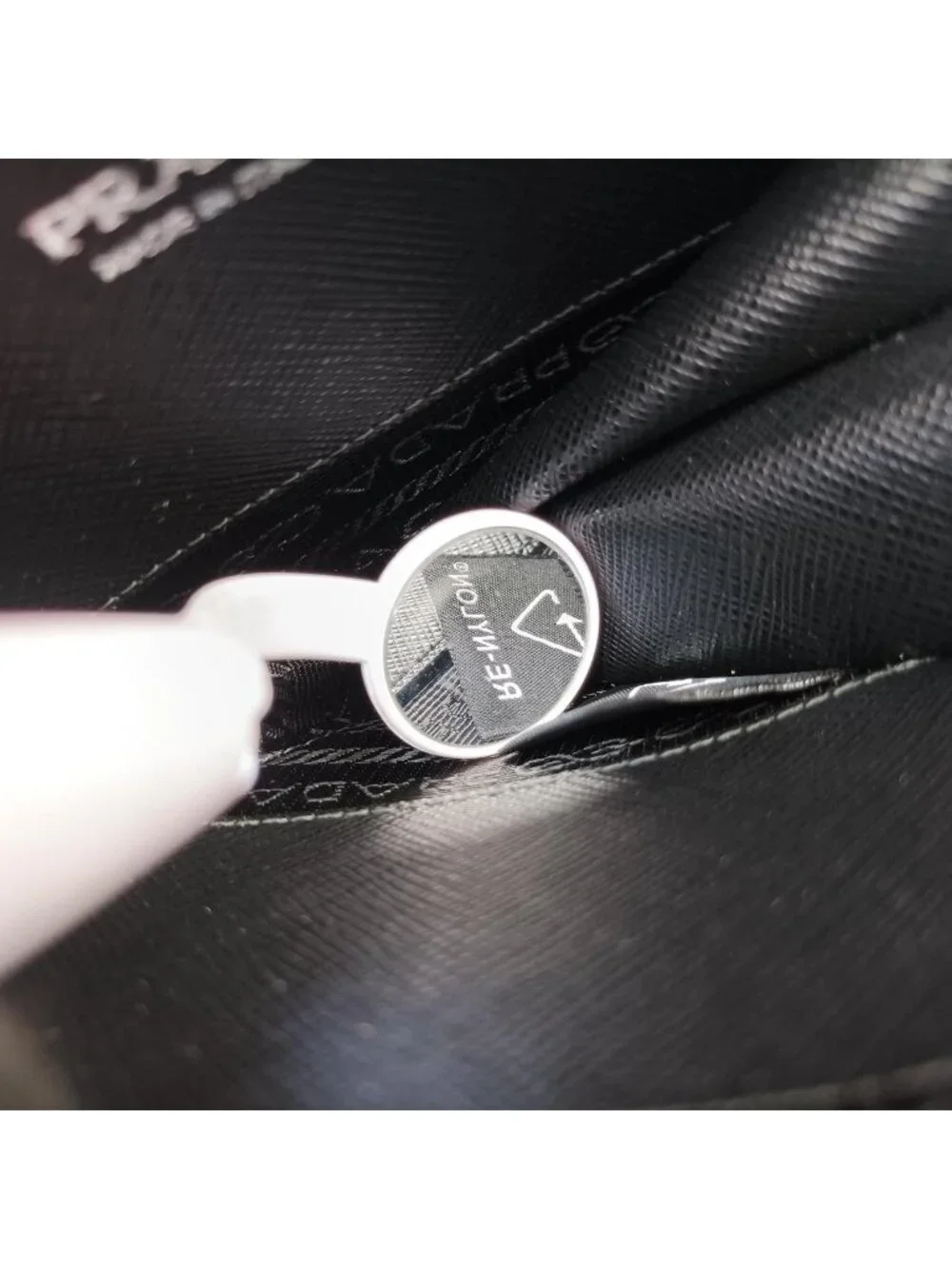 Prada Triangle Logo Black Saffiano Leather 62 Shoulder